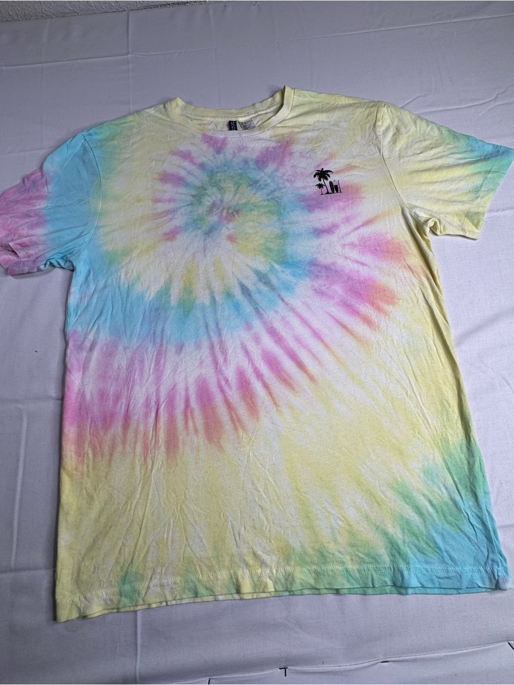 Divided Pastel Tie-Dye Tee in Pink, Blue, Yellow, Green